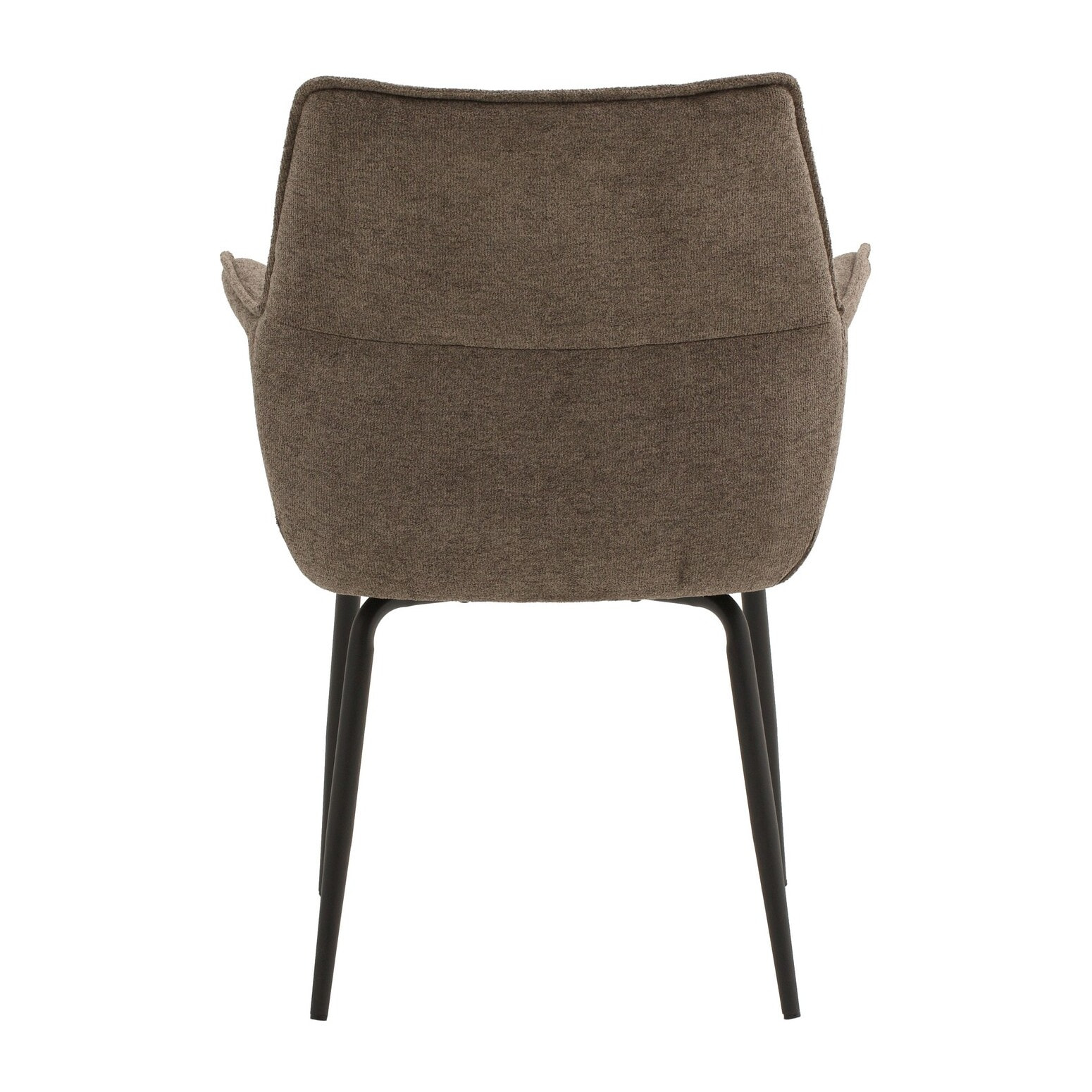 Set di 4 sedie SHERMAN OAKS in tessuto marrone e gambe in metallo nero, con braccioli