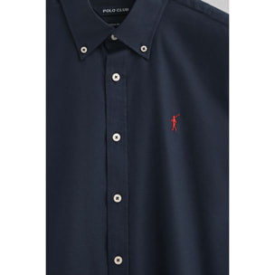 Camicia blu marino regular fit con logo Rigby Go