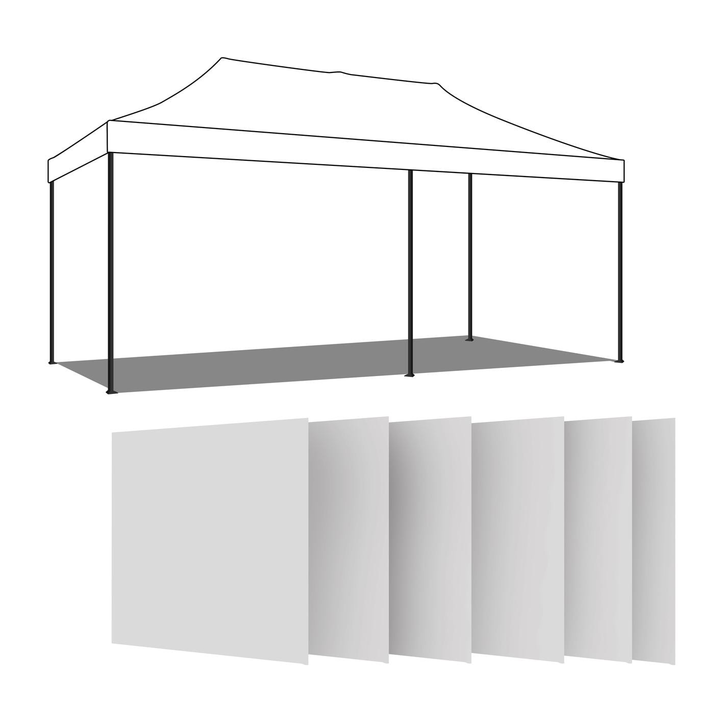 Set 6 Teli Laterali Per Gazebo 3X6M Con Velcro