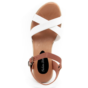 Sandalo con zeppa Donna colore Bianco