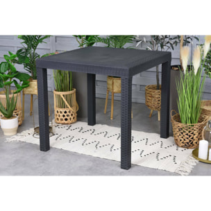 Tavolo da esterno Acqua, Base per picnic, Piano da pranzo da giardino, Banco outdoor multiuso, Made in Italy, 80x80 h74 cm, Antracite