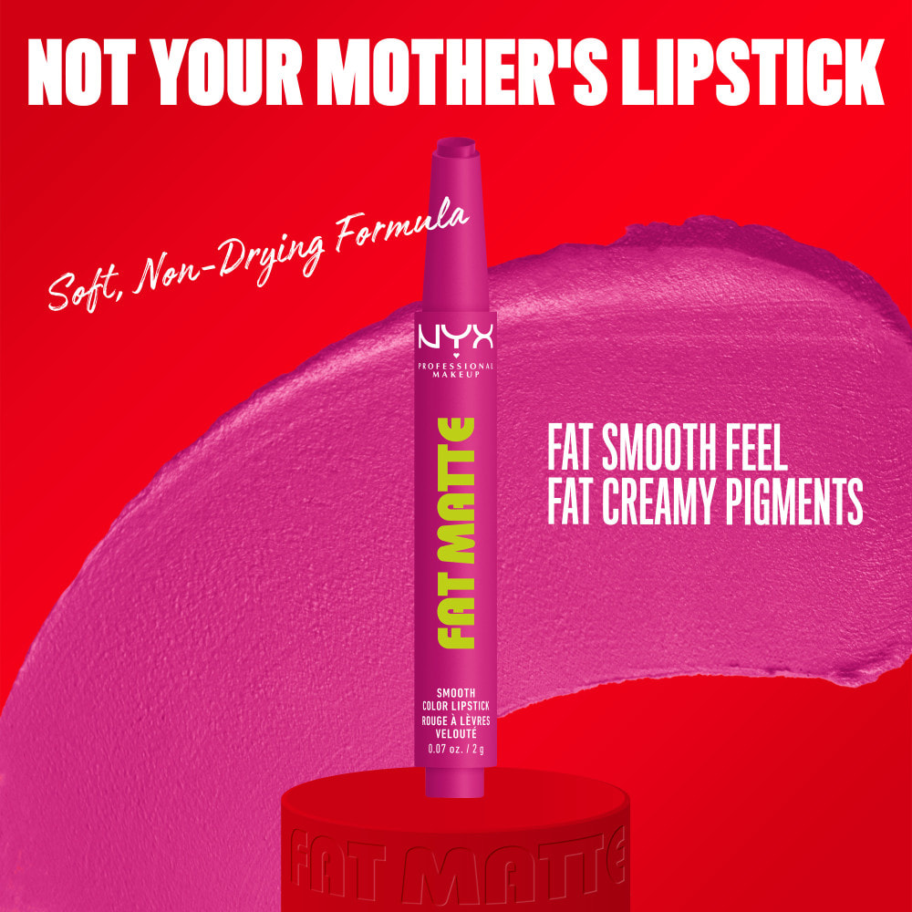 NYX Professional Makeup Fat Matte Rouge à Lèvres Mat Crémeux Fluffy Fucshia
