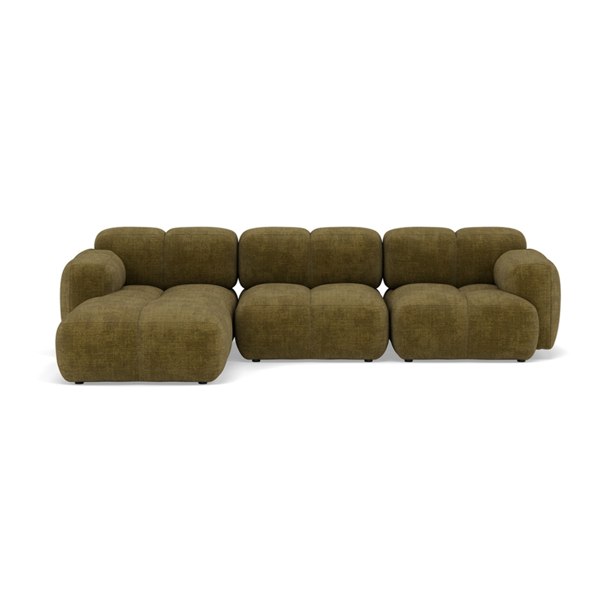 Grace - canapé modulable d'angle réversible 4 places en velours texturé - Vert Olive
