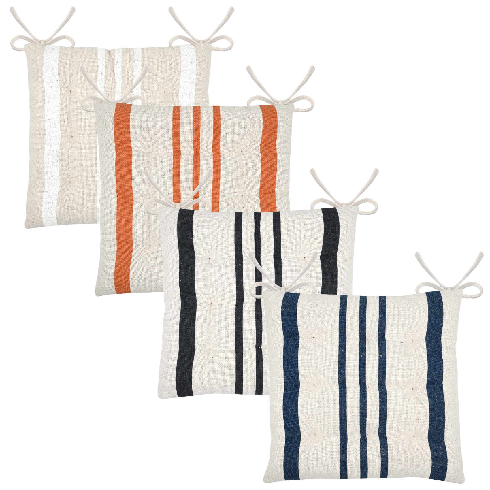 Galette de chaise à rayures - Bleu Marine