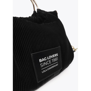 Borsa Plissettata Effetto Pelle con Etichetta 'bags lovers'