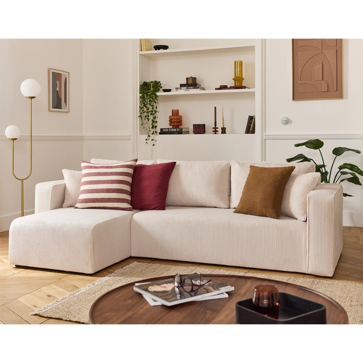 Housse en velours côtelé pour canapé déhoussable Topaze - Beige