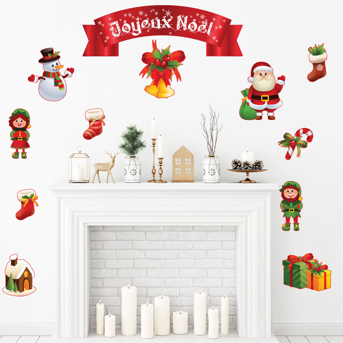 Sticker Noël décoration Joyeux Noël - Autocollants stickers adhésifs noël - décoration fêtes