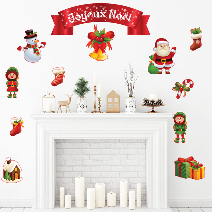 Sticker Noël décoration Joyeux Noël - Autocollants stickers adhésifs noël - décoration fêtes