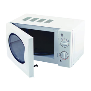 Microondas compacto 20L VIO6 Blanco, Potencia 700W, Plato giratorio 24,5cm, Multifunción 5 niveles de calor y función descongelar, Temporizador hasta 30min, Rápido, Encimera
