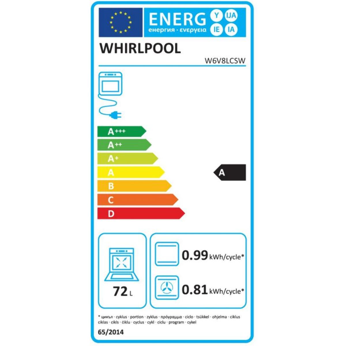 Cuisinière vitrocéramique WHIRLPOOL W6V8LCSW