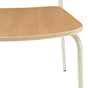 TOM - Lot de 2 chaises « écolier » en bois de frêne pieds acier blanc