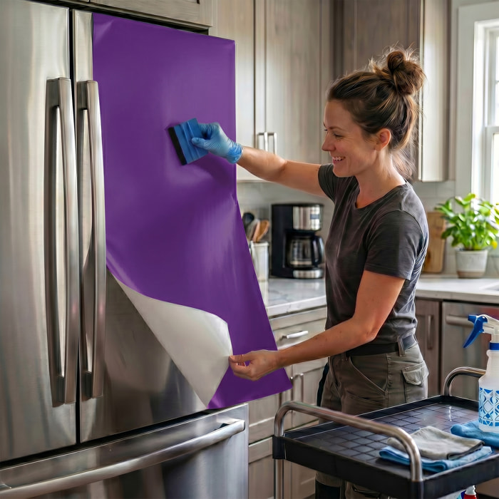 Rouleau adhésif décoratif Vinyle au Mètre - Violet - Sticker Lavable Imperméable Mur Cuisine Meubles