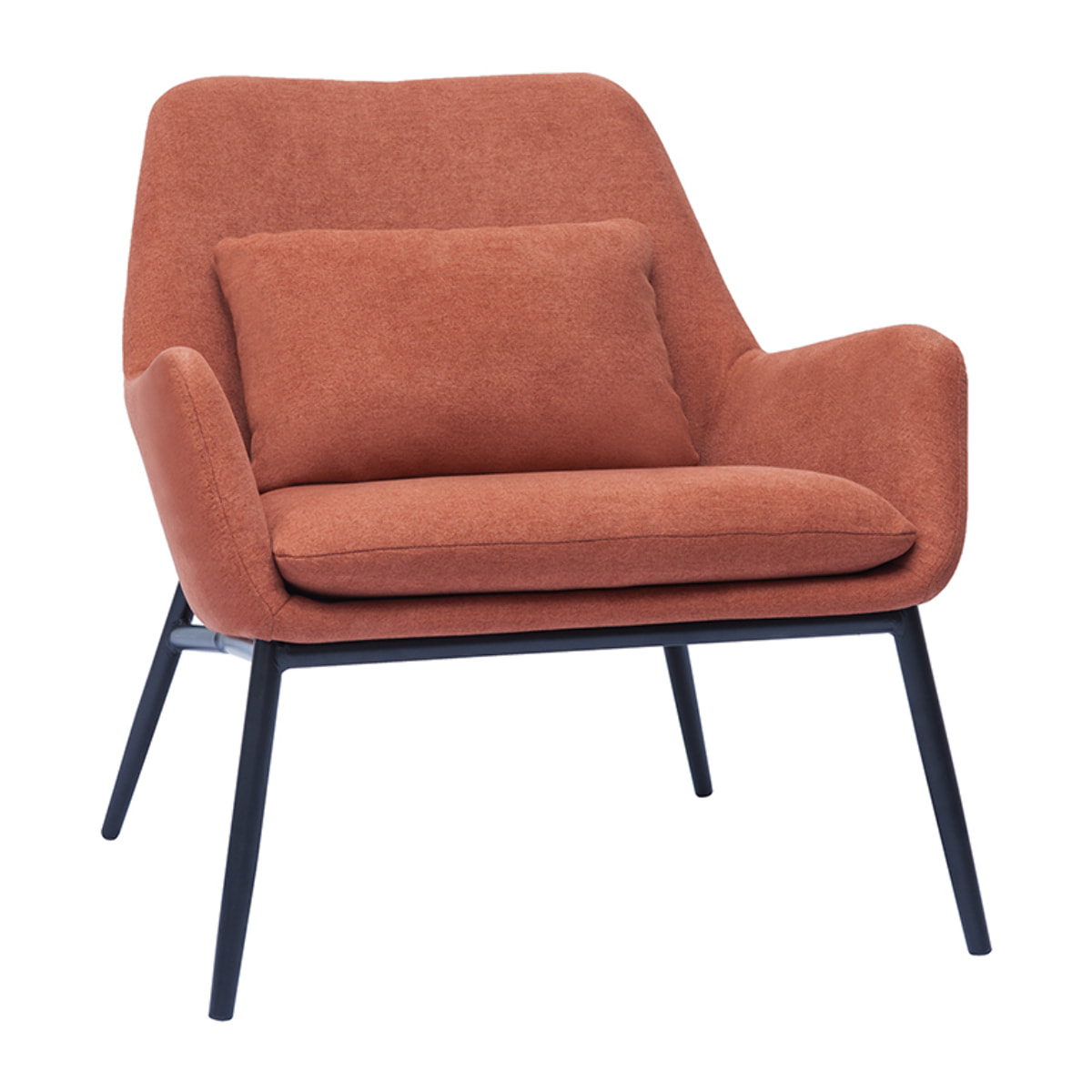 Fauteuil design en tissu effet velours terre brulée et métal noir MAXINE