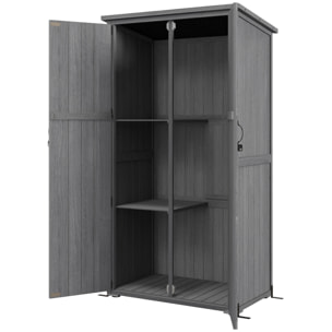 Armoire de jardin abri de jardin 2 portes croisillons 2 étagères toit bitumé bois sapin gris