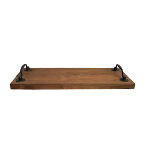 Plateau à apéro en bois de teck recyclé et métal, 38 cm - MORELIA
