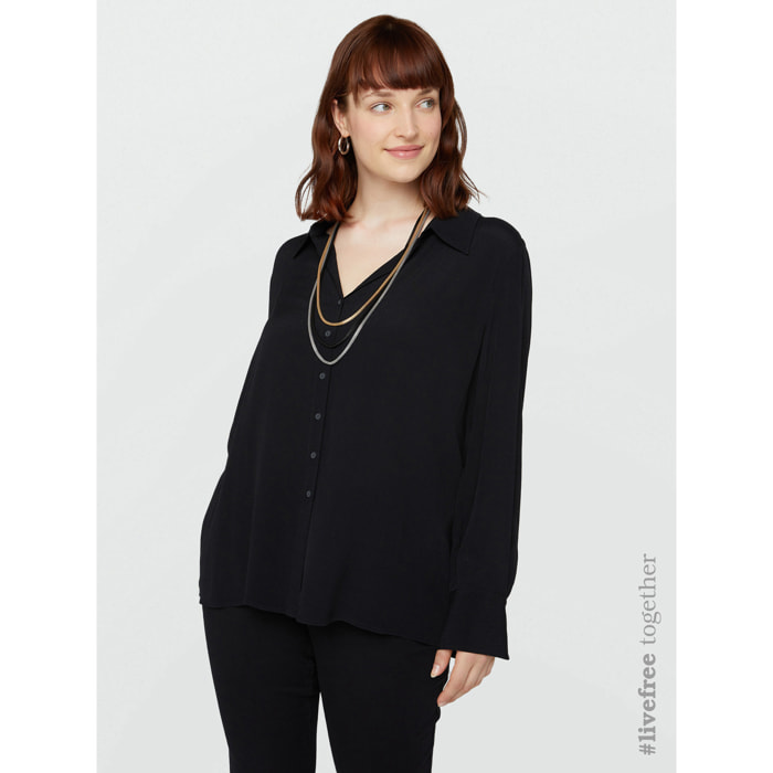 Fiorella Rubino - Camicia in viscosa LENZING™ ECOVERO™ - Nero