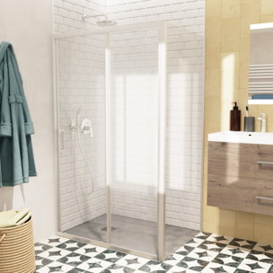 TEX BB ensemble porte coulissante/paroi 120x100 anticalcaire avec profilés chrome brillant (TEXDBB120S100-SET)