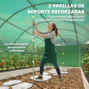 Invernadero de Exterior 6x4x2 m, Invernadero de Túnel con 2 Varillas de Soporte, Puertas Enrollables, Ventanas de Malla, Cubierta PE y Marco de Acero Galvanizado, Anti-UV, Impermeable, Verde
