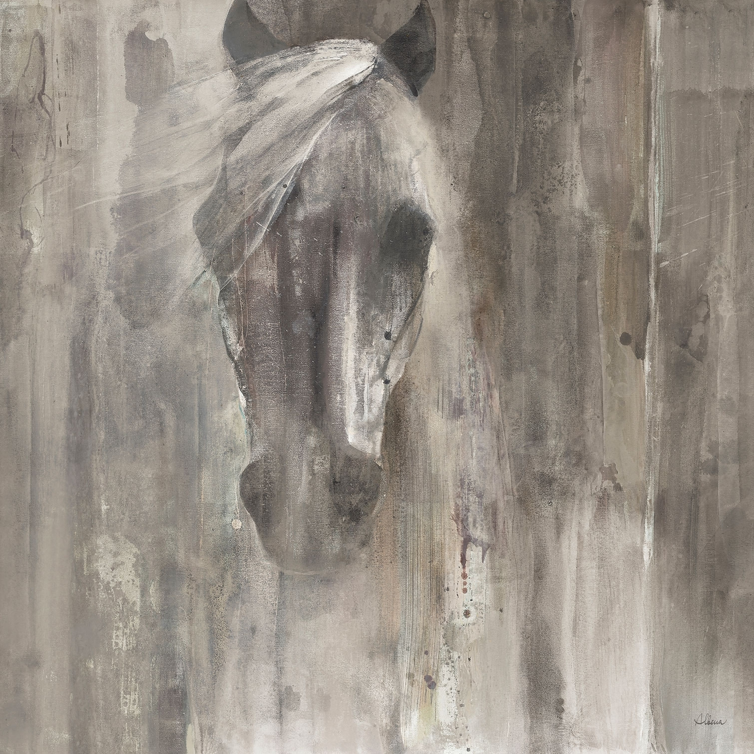 Tableau Cheval blanc aquarelle Toile imprimée