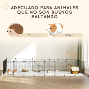 Valla Metálica para Mascotas de 24 Paneles, Jaula para Animales Pequeños, Forma Personalizable, Jaula para Conejos, Cobayas, Chinchillas, Gatitos, 120x60x80 cm, Negro