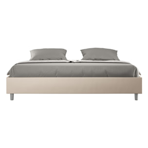 Cama con almacenaje acolchada sin cabecero 180x200 cuero sintético gris paloma Azelia