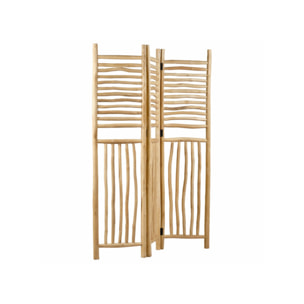 Paravent 170 cm 3 parties pliables en bois de teck exotique - HULK