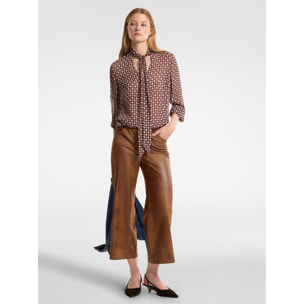 Elena Mirò - Blusa stampata con fusciacca - Bordeaux