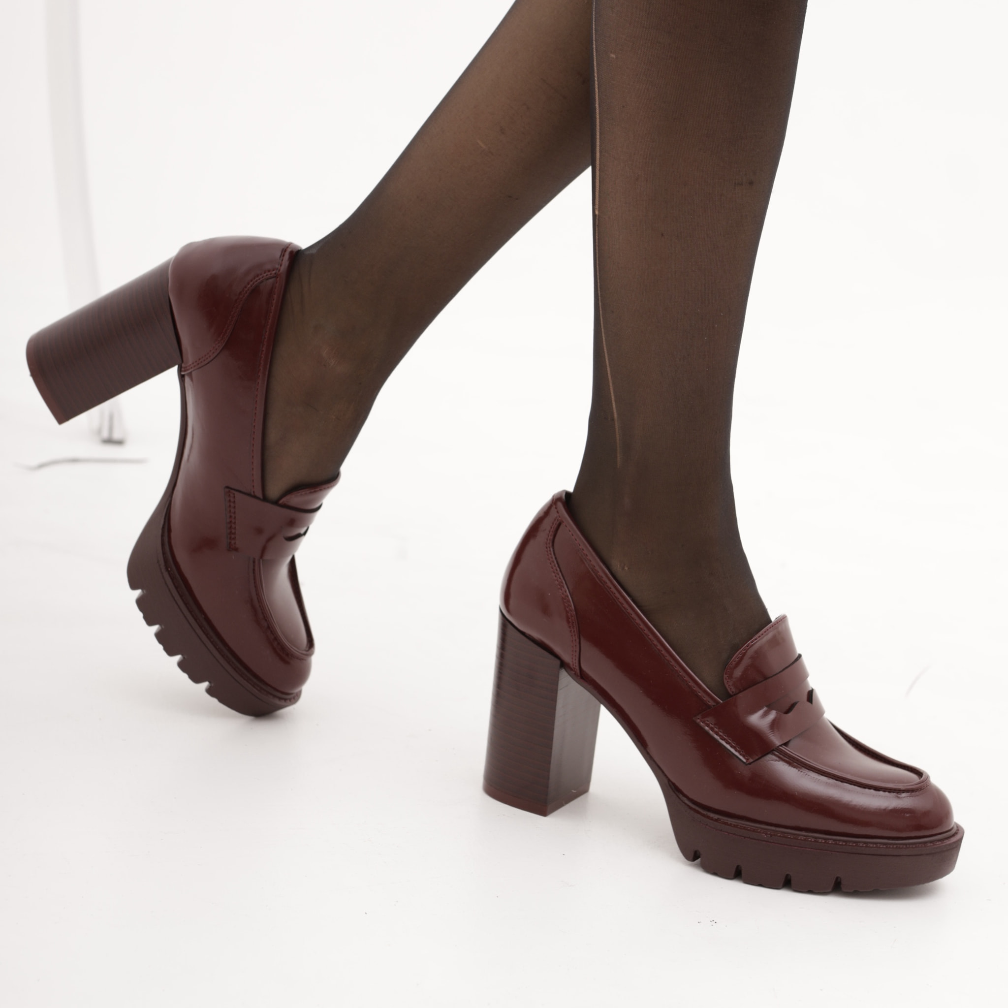 MOCASSINO TACCO E PLATEAU CHOCOLA' BORDEAUX