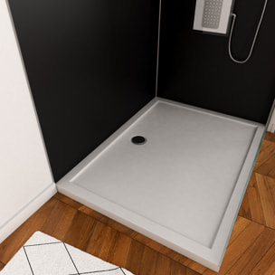 Pack Panneaux Muraux Aluminium Noir 120+90 - Profilés Chromes + Receveur Acrylique 120x90