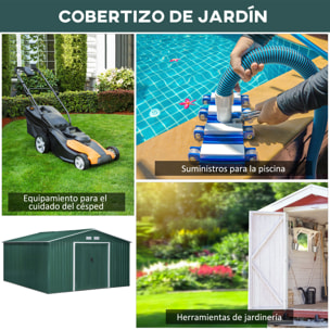 Outsunny Cobertizo Jardín para Almacenamiento de Herramientas 13,1m² Verde