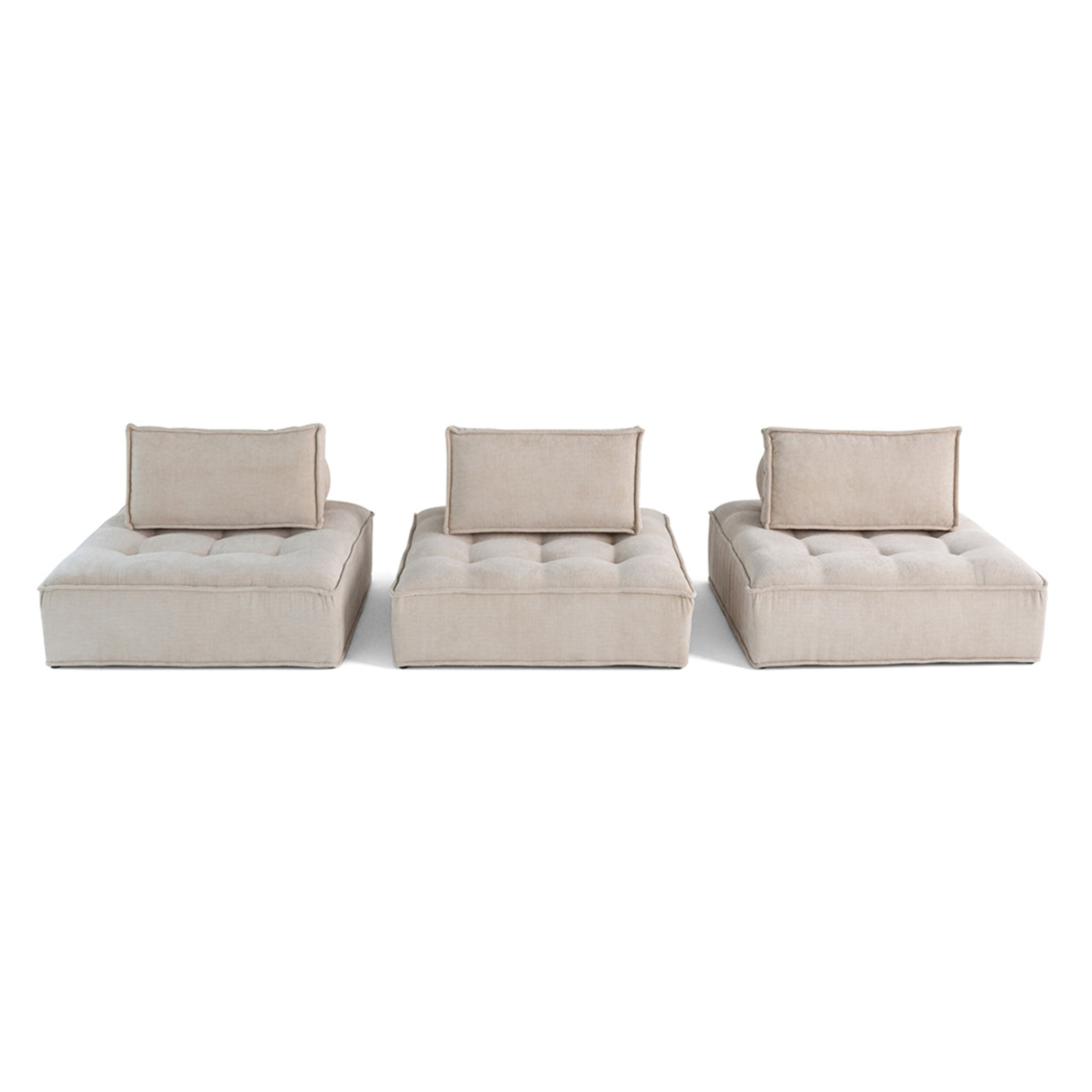 Marisol - canapé modulable droit 3 places - velours texturé - Beige