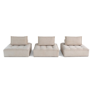 Marisol - canapé modulable droit 3 places - velours texturé - Beige