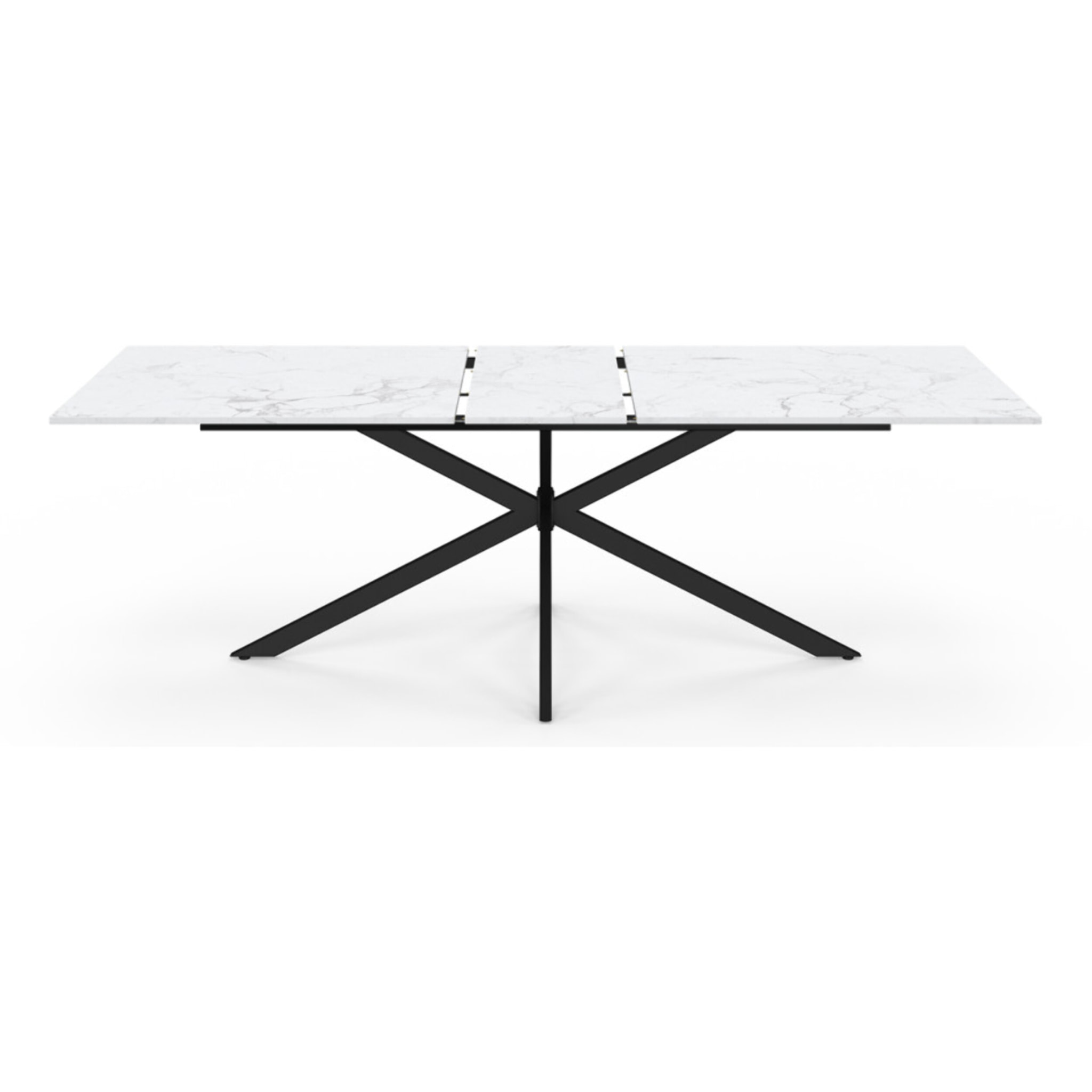 Table à manger extensible Spider effet marbre blanc et noir 200-240cm