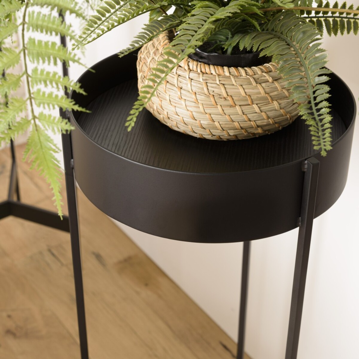 DALY - Selette ronde / porte plantes MM noire piètement métal