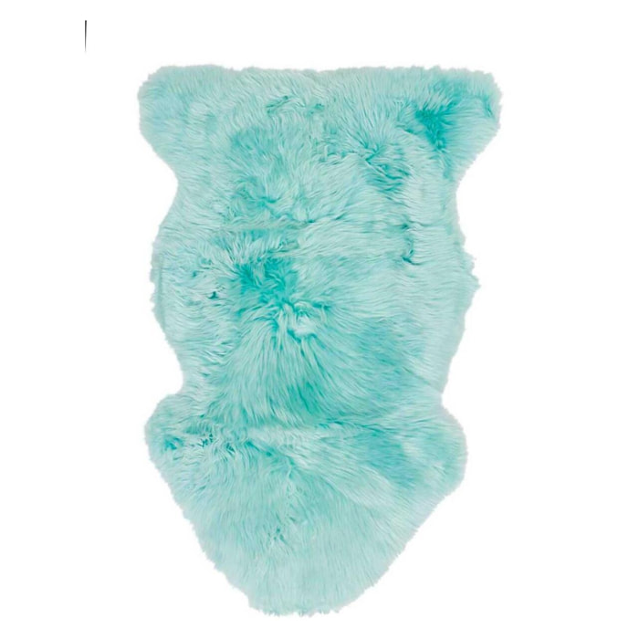 Authentique peau de mouton chaude et épaisse, teintée bleu