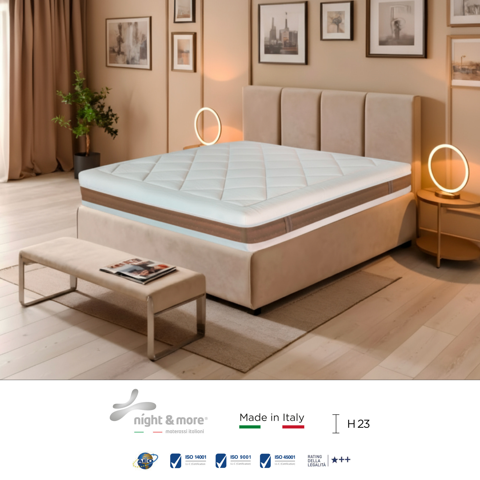 "Summer" H23 cm 140x200 2 guanciali Memory OMAGGIO sfoderabile Memory Foam a tre strati