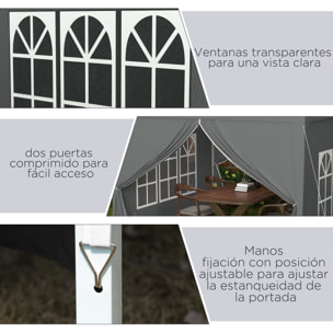 Carpa Plegable Pop-up Gazebo 3x3 m Cenador Plegable con 4 Paredes Laterales Anti-UV y Bolsa de Transporte para Camping Fiestas Gris