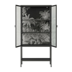 Vetrina Busseto, Credenza espositiva, Vetrinetta multiuso, Madia da soggiorno, 80x35 h160 cm, Ardesia