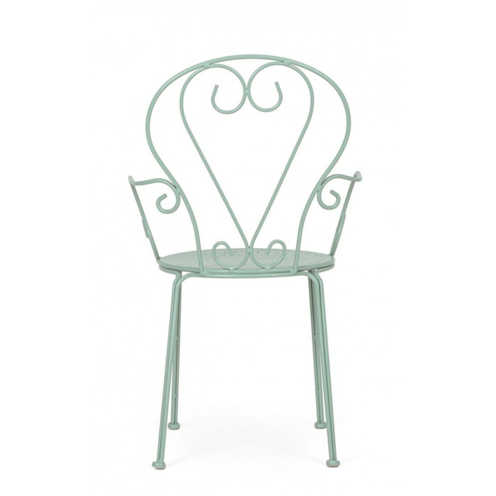Set di 4 sedie ETIENNE in acciaio verde chiaro impilabili, con braccioli