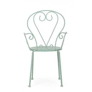 Set di 4 sedie ETIENNE in acciaio verde chiaro impilabili, con braccioli
