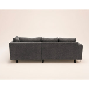 Gabin - Canapé d'angle droit 5 places en velours texturé - Gris