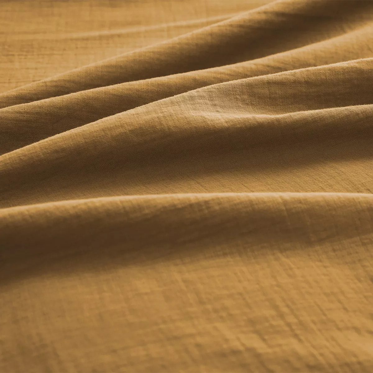 Housse de couette gaze de coton lavé uni marron Malia houblon