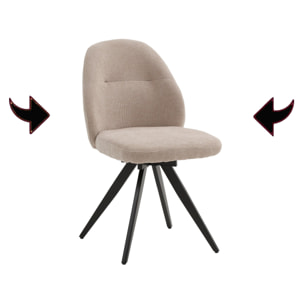 Set di 4 sedie girevoli ZENNENDAL in tessuto beige e gambe in metallo nero