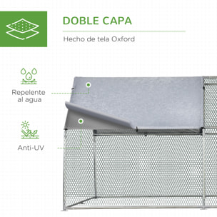 Gallinero de Metal Alambre Tela Oxford 2,8x3,8x1,95m Plata