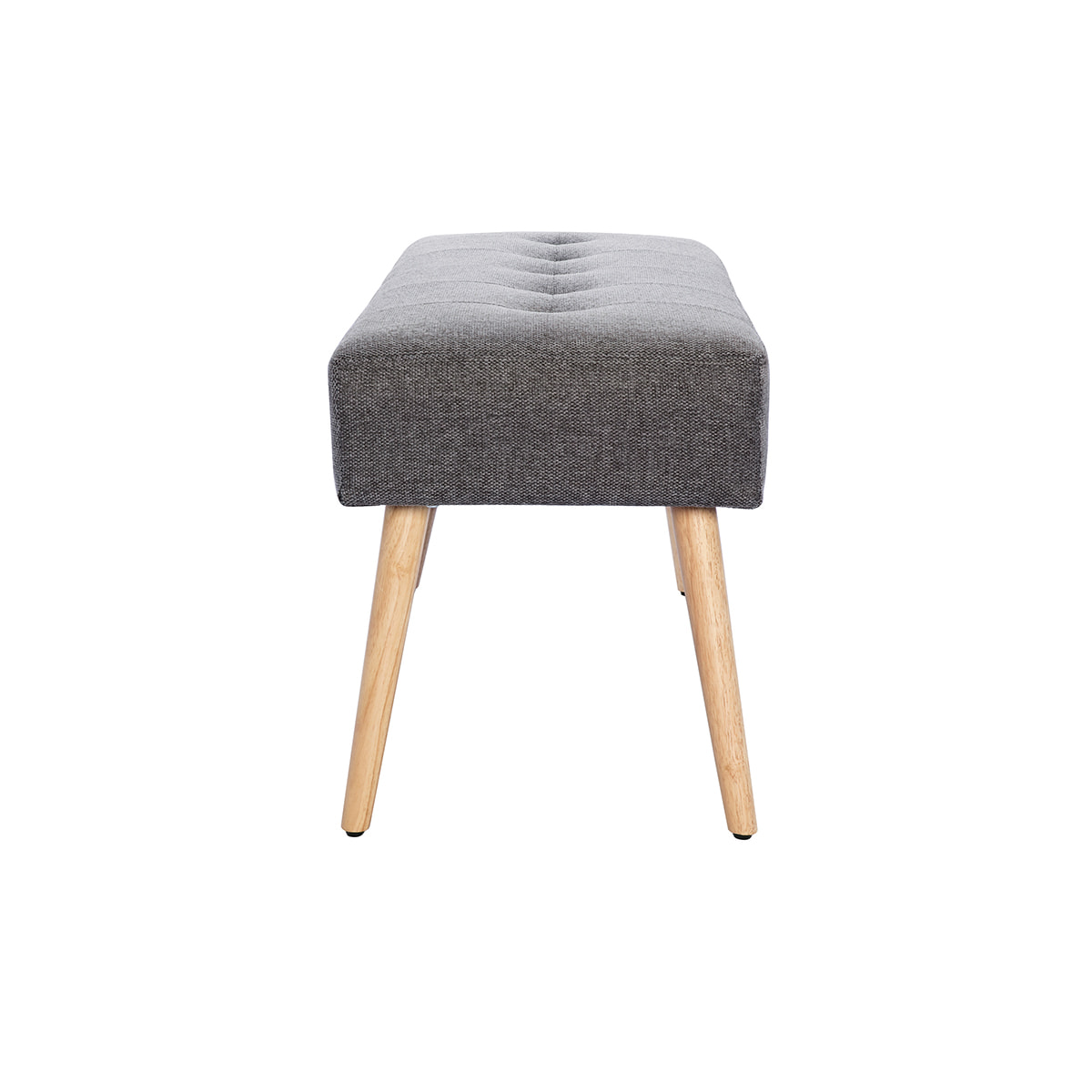 Banc scandinave capitonné en tissu effet velours texturé gris foncé et bois clair L96 cm GUESTA