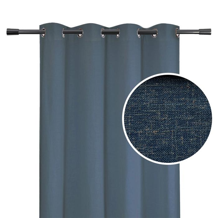 Rideau poly-lin à œillets - Bleu