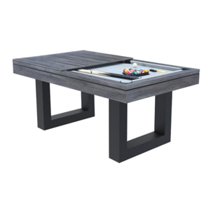 Table multi-jeux 3 en 1 billard et ping pong en bois gris  ARIES