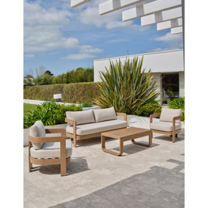 DAVAO - Salon bas de jardin 5 pl en aluminium imitation bois