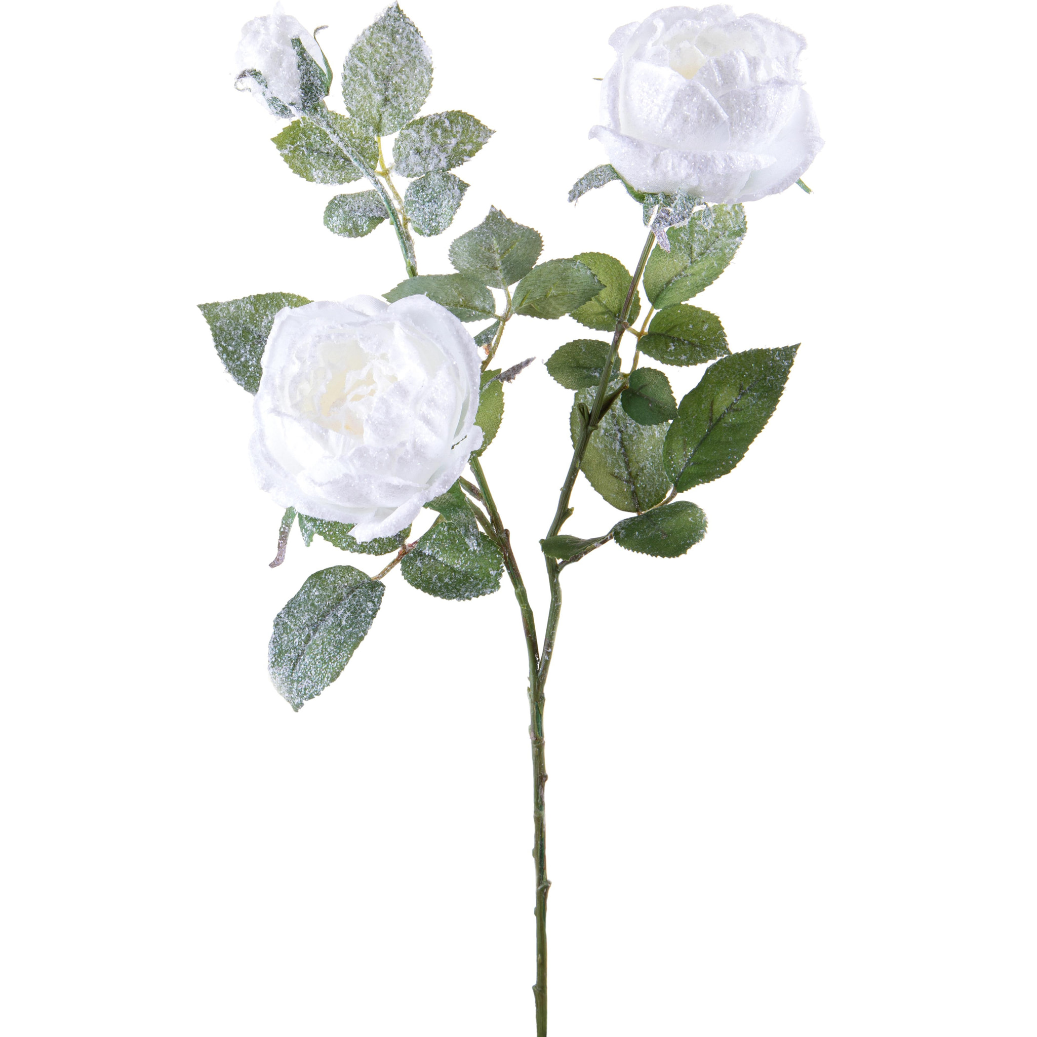 Rosa Cabbage Con 3 Fiori. Altezza 69 Cm - Pezzi 4 - 14X69X11cm - Colore: Bianco - Bianchi Dino - Articoli Natalizi