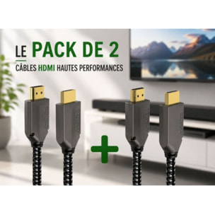Câble HDMI ADEQWAT x2 HDMI 2.1 droit noir 1M5